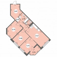 ЖК «Огни Залива», планировка 3-комнатной квартиры, 81.55 м²