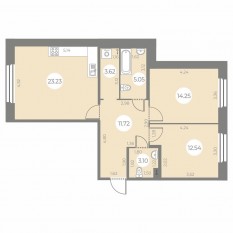 ЖК «Огни Залива», планировка 2-комнатной квартиры, 73.51 м²