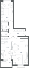 МФК «Равновесие», планировка 3-комнатной квартиры, 63.60 м²