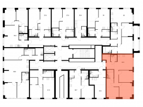 ЖК «Бунинская набережная», планировка 3-комнатной квартиры, 69.80 м²