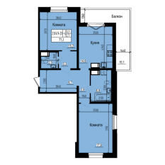 ЖК «Прагма City», планировка 2-комнатной квартиры, 77.20 м²