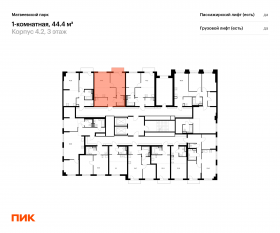 ЖК «Матвеевский парк», планировка 1-комнатной квартиры, 44.40 м²