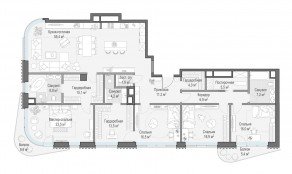 ЖК Дом «Лаврушинский», планировка 4-комнатной квартиры, 203.60 м²