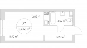 Апарт-комплекс «N'ice loft», планировка студии, 23.70 м²