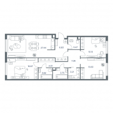 ЖК «iLove», планировка 4-комнатной квартиры, 102.80 м²