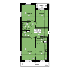 ЖК «Прагма City», планировка 3-комнатной квартиры, 104.40 м²