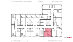 ЖК «Лучи», планировка студии, 25.70 м²