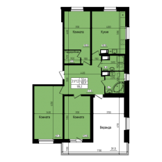 ЖК «Прагма City», планировка 3-комнатной квартиры, 135.20 м²