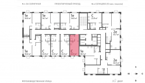 ЖК «Лучи», планировка студии, 22.00 м²