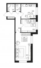 МЖК «Верево-Сити», планировка 2-комнатной квартиры, 61.92 м²