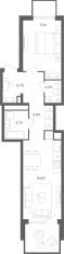 МФК «Равновесие», планировка 2-комнатной квартиры, 44.10 м²