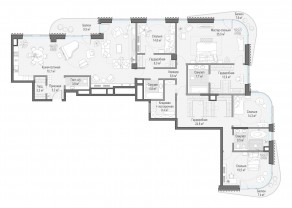 ЖК Дом «Лаврушинский», планировка 5-комнатной квартиры, 254.10 м²