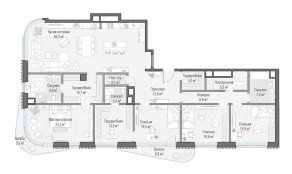 ЖК Дом «Лаврушинский», планировка 4-комнатной квартиры, 205.40 м²