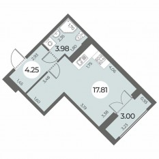 ЖК «Огни Залива», планировка студии, 27.54 м²