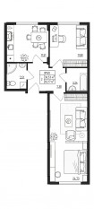 МЖК «Верево-Сити», планировка 2-комнатной квартиры, 62.17 м²