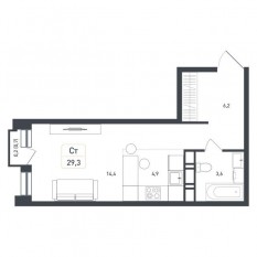 ЖК «Новая Щербинка», планировка студии, 29.30 м²