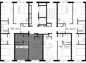 ЖК «Эко Видное 2.0», планировка 1-комнатной квартиры, 36.60 м²