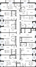 ЖК «GloraX Парголово», планировка 1-комнатной квартиры, 37.53 м²