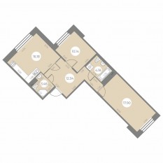 ЖК «Огни Залива», планировка 2-комнатной квартиры, 64.20 м²