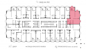 ЖК «ParkSide», планировка 2-комнатной квартиры, 67.60 м²