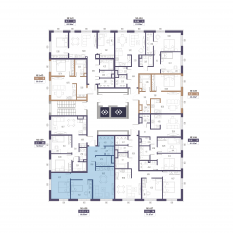 ЖК «Малоохтинский, 68», планировка 2-комнатной квартиры, 68.58 м²