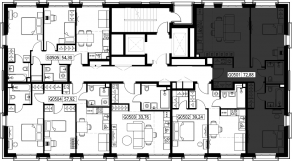 ЖК «Селигер Сити», планировка 2-комнатной квартиры, 74.38 м²