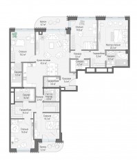 ЖК Дом «Лаврушинский», планировка 3-комнатной квартиры, 210.30 м²