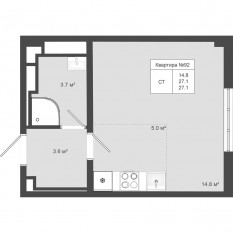 МЖК «Яковлево», планировка студии, 27.10 м²