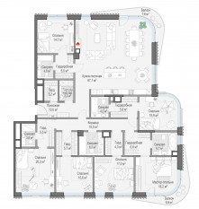 ЖК Дом «Лаврушинский», планировка 4-комнатной квартиры, 260.10 м²