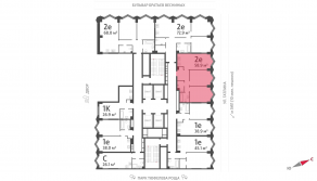 ЖК «ЗИЛАРТ», планировка 2-комнатной квартиры, 58.90 м²