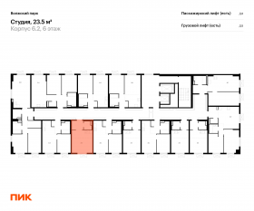 ЖК «Волжский парк», планировка студии, 23.50 м²
