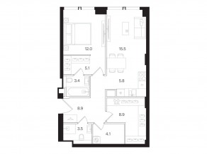 ЖК «Мангазея на Тульской», планировка 1-комнатной квартиры, 67.20 м²