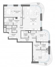 ЖК Дом «Лаврушинский», планировка 3-комнатной квартиры, 177.80 м²
