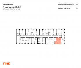 ЖК «Саларьево парк», планировка 1-комнатной квартиры, 35.80 м²