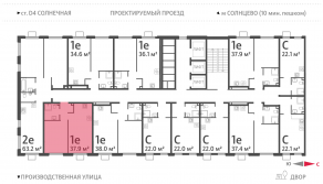 ЖК «Лучи», планировка 1-комнатной квартиры, 37.90 м²
