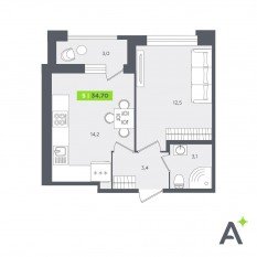 ЖК «FoRest Аквилон», планировка 1-комнатной квартиры, 34.70 м²