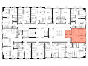 ЖК «Ярославский квартал», планировка 1-комнатной квартиры, 40.10 м²