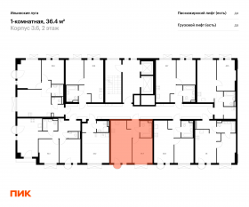 ЖК «Ильинские луга», планировка 1-комнатной квартиры, 36.40 м²