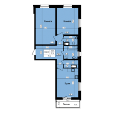ЖК «Прагма City», планировка 2-комнатной квартиры, 84.20 м²