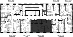 ЖК «Селигер Сити», планировка 2-комнатной квартиры, 65.22 м²