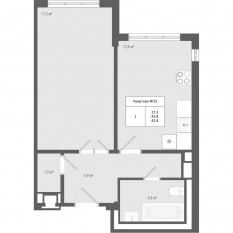 МЖК «Яковлево», планировка 1-комнатной квартиры, 42.80 м²