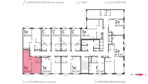 ЖК «Лучи», планировка 1-комнатной квартиры, 35.90 м²