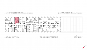 ЖК «Обручева 30», планировка студии, 23.60 м²