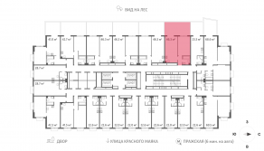 ЖК «ParkSide», планировка 1-комнатной квартиры, 45.70 м²