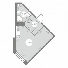 ЖК «Огни Залива», планировка студии, 26.24 м²