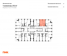 ЖК «Матвеевский парк», планировка 1-комнатной квартиры, 37.20 м²