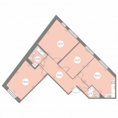 ЖК «Огни Залива», планировка 3-комнатной квартиры, 96.50 м²