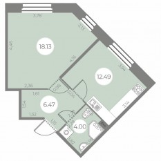 ЖК «Огни Залива», планировка 1-комнатной квартиры, 41.09 м²