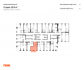 ЖК «Кавказский бульвар 51», планировка студии, 30.40 м²