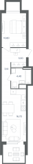 МФК «Равновесие», планировка 2-комнатной квартиры, 40.50 м²
